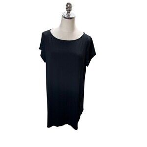 Eileen Fisher Tunic Top Large Women's Size Black Short Sleeve Stretch